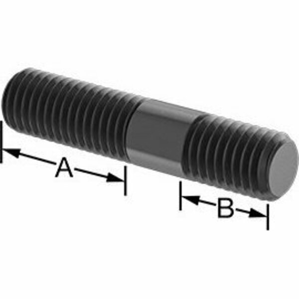 Bsc Preferred Black-Oxide ST Threaded on Both Ends Stud 5/8-11 Thread Size 3 Long 1-1/2 and 7/8 Long Threads 91025A806